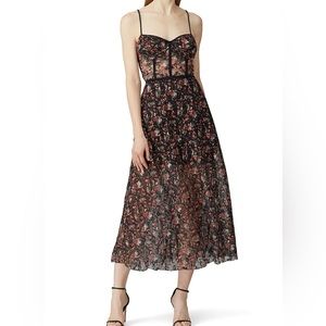 Allen Schwartz Eden Bustier Dress Hourglass Midi Sweetheart Neck Size 2 Black